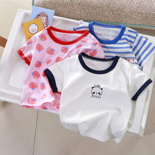 2023女宝宝短袖T恤0男小童婴儿上衣1儿童夏装纯棉2女童装3岁