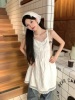 韩系初恋白色连衣裙女2024夏季甜美公主收腰系带花边吊带裙