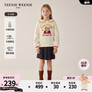 teenieweeniekids小熊童装，24年春女童加绒撞色翻领，套头卫衣