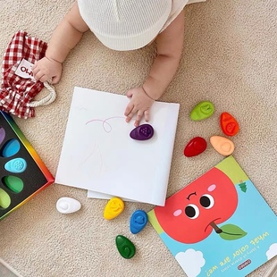 ommo韩国婴儿无毒可食用蜡笔涂色绘本儿童不沾手安全宝宝油画棒