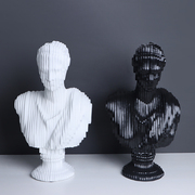 北欧式轻奢黑白抽象树脂人物雕塑摆件办公室书房样板房间软装饰品