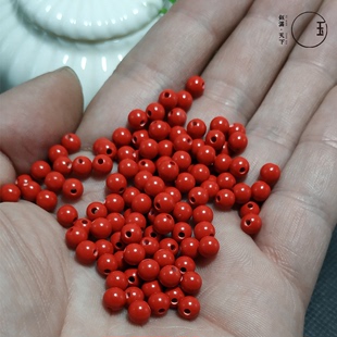 台湾红珠子红朱砂，散珠串珠diy手工手链项饰品，配件佛珠半成品
