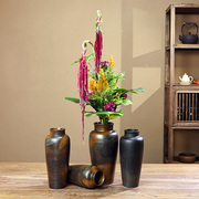 新中式陶瓷器柳瓶禅意大口径摆件客厅，装饰花盘插花器皿花瓶花盆