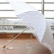 韩版二折叠双层黑胶蕾丝刺绣花白色防紫外线太阳伞晴雨公主伞洋伞