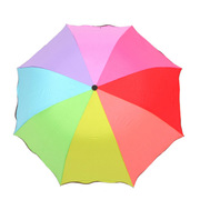 雨伞彩虹晴雨三折叠广告伞黑胶10加大骨十骨太阳两用雨伞