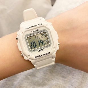 卡西欧f-108whc-7b男女手表，白色方块运动电子表，f108wh-1b1a218h