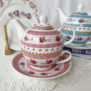 出口 欧式甜美风描金玫瑰花咖啡壶茶壶下午茶套装三件套礼物送人