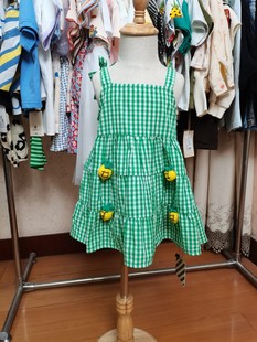 2023iiko夏季女童连衣裙纯棉，针织立体菠萝裙子
