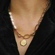 sweetpointlogo珍珠链条，项链女毛衣链短款锁骨，链冷淡风个性时尚