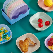 日式家用吐骨头盘碟塑料餐桌，创意可爱小盘子垃圾盘放菜骨碟吐骨碟