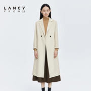 LANCY/悦朗姿2022冬季中长款羊毛大衣女通勤高级感羊绒外套女