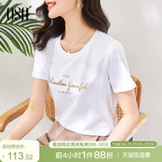 OSA白色字母短袖t恤女夏装2024年设计感小众衣服短款体恤上衣