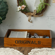 zakka托盘长方形木质复古日式桌面收纳盒办公室，手帐胶带收纳盒子