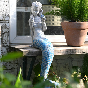 美人鱼花园庭院装饰摆件落地水池，阳台露台布置创意户外工艺品摆设