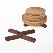 实木隔热垫胡桃木餐具创意，x型可拆卸收缩实木餐垫锅垫