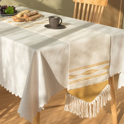 细条纹餐桌桌旗丝印棉线编织加厚美式风格酒柜斗厨盖巾床尾床旗