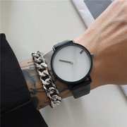 黑白日式极简设计感手表无概念，时尚潮流个性，防水简约创意男女手表