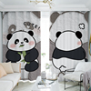 熊猫花花窗帘遮光2023卧室，卡通强遮阳布，客厅儿童房可爱免打孔