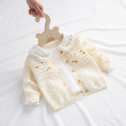 夏季婴儿空调衫女童针织开衫，薄款新生宝宝开衫公主洋气小外套纯棉