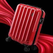 纯pc拉链旅行箱男登机箱，红色拉杆箱万向轮女行李箱，2024寸