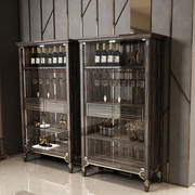 后现代酒柜置物架不锈钢轻奢展示架子意大利红酒柜组合储物家具