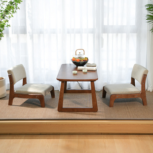 窗台榻榻米茶椅实木日式和室炕椅，阳台地板小坐凳围炉煮茶无脚座椅