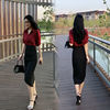 网红时尚两件套裙女2024夏装气质衬衫显瘦短袖+开叉长裙