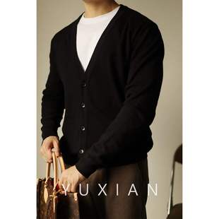 YUXIAN余闲男士针织开衫外套修身纯色基础常规薄款韩版潮流春季