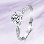 18k金钻石(金钻石)戒指六爪微镶1克拉钻戒培育钻石，求订婚结婚礼物戒指