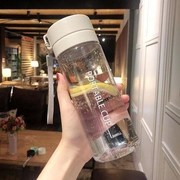 磨砂男女随手韩式茶杯便携创意杯子透明J时尚运动水杯塑料杯情侣