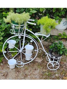 定制铁艺自行车花架绿萝多肉，创意欧式小花盆，阳台北欧装饰户外绿植