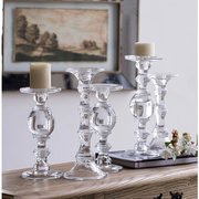 Powkhome欧式透明水晶玻璃烛台烛光晚餐婚庆家居样板房装饰品摆件