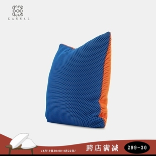 双面撞色『有序混沌』时尚新材质蓝色橘色撞色靠垫抱枕样板间方枕