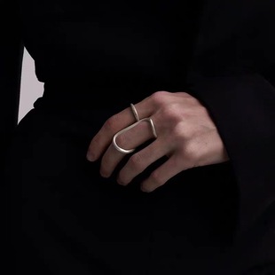 螺纹长戒指可调节极简冷淡风中古西班牙小众，设计赛博朋克饰品中性