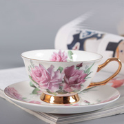 轻奢咖啡杯骨瓷英式下午茶茶杯陶瓷，欧式杯碟花茶杯200ml月季玫瑰