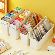 大容量透明铅笔文具收纳盒，桌面书桌儿童画笔，水彩笔蜡笔马克笔笔筒