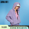 ANNA SUI 经典安娜系列 紫色仿羊羔毛外套连帽长袖拉链上衣女