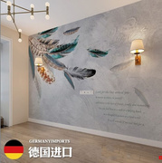 北欧电视背景墙壁纸客厅，沙发羽毛壁画现代简约装饰墙纸影视墙壁布