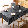 桌布防油防水免洗防烫小清新ins黑色格子PVC长方形餐桌布茶几家用