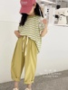 韩国品牌童装女童男童2023年夏装柠檬黄棉质九分裤可以亲子