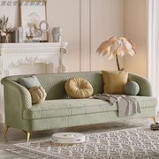 法式轻奢奶油风布艺沙发现代简约小户型墨绿色直排客厅ins艺术风