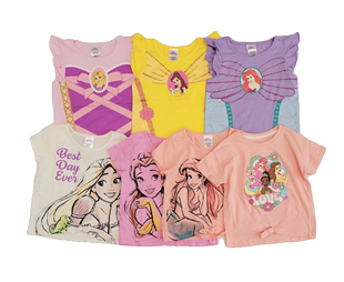 外单美人鱼贝尔公主2-12岁女童迪家60棉质夏款短袖精致T恤衫