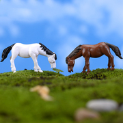 微景观多肉花盆小饰品可爱小动物摆件创意手工摄影白色咖啡色小马
