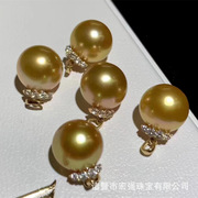 12mm18k10海水南洋金珠吊坠，厚金正圆浓金色，简约干净海水珍珠项链-