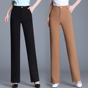 2021夏季薄款休闲时尚高腰，垂感无弹力雪纺直筒裤清凉透气女裤长裤