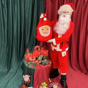 金丝绒圣诞老人表演服装超大码圣诞节套装COS圣诞老公公男女通用