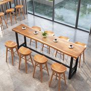 北欧简约实木吧台桌 咖啡厅奶茶店便利店吧台桌椅 酒吧台桌椅组合