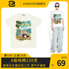 ENNAZORO 熊猫果汁23SS夏季纯棉短袖T恤女小众潮牌情侣装上衣