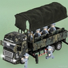 合金迷彩运兵车男孩军事运输车装甲车军用卡车模型导弹车儿童玩具
