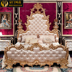 别墅豪华全实木雕花床欧式双人床，法式宫廷布艺，公主床婚床高端定制